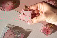 Image 3 of Acrylic Pinkeebooo Cat Ghost Original Character Keychain