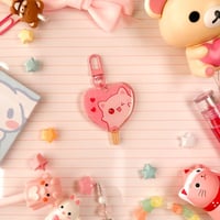 Image 3 of Acrylic Pinkeebooo Lollipop Cat Ghost Original Character Keychain