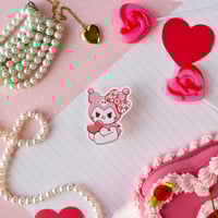 Image 2 of Ultra Glossy Pink Kuromi Sanrio Valentine Heart Vinyl Sticker