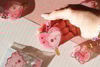 Image 5 of Acrylic Pinkeebooo Lollipop Cat Ghost Original Character Keychain