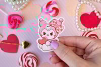 Image 3 of Ultra Glossy Pink Kuromi Sanrio Valentine Heart Vinyl Sticker