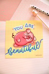 Image 1 of Pink Lechonk Motivational Art Print 8x8