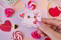 Image 3 of Ultra Glossy Pinkeebooo Cat Ghost Valentine Heart Vinyl Sticker