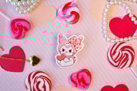 Image 4 of Ultra Glossy Pink Kuromi Sanrio Valentine Heart Vinyl Sticker