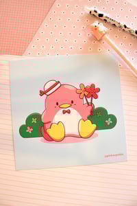 Image 1 of Pink Tuxedo Sam Penguin Art Print 8x8