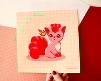 Image 2 of Pink Vulpix Fox Art Print 8x8
