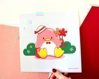 Image 2 of Pink Tuxedo Sam Penguin Art Print 8x8