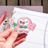 Image 3 of Ultra Glossy Pink Rowlet Owl Vinyl Sticker