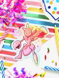 Image 1 of Holographic Pink Scizor Vinyl Sticker