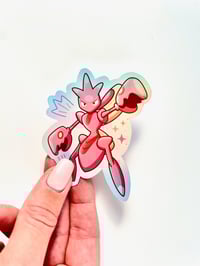 Image 2 of Holographic Pink Scizor Vinyl Sticker