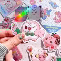 Image 6 of Ultra Glossy Pink Rowlet Owl Vinyl Sticker