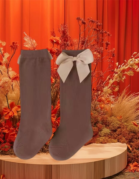 Image of Bow Socks Coffee Brown