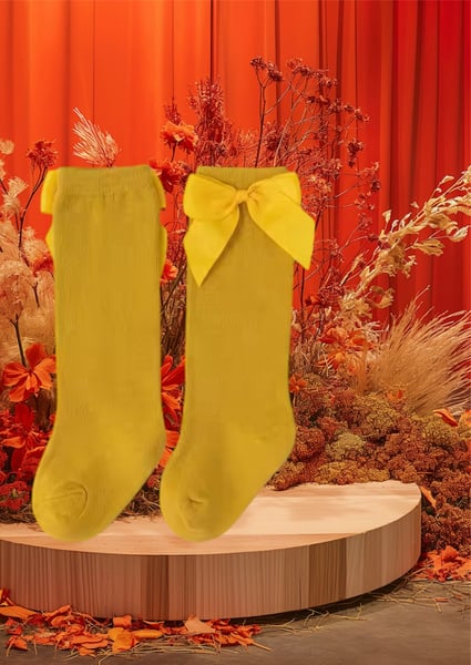 Image of Bow Socks Mustard 