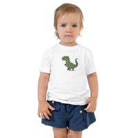 Image 3 of Autism Awareness T-Shirt for Kids - Embroidered White Shirt - Dinosaur Design