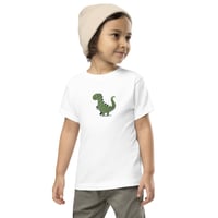 Image 2 of Autism Awareness T-Shirt for Kids - Embroidered White Shirt - Dinosaur Design