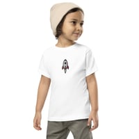 Image 2 of Autism Awareness T-Shirt for Kids - Embroidered White Shirt - Rocket Design