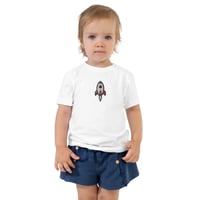 Image 3 of Autism Awareness T-Shirt for Kids - Embroidered White Shirt - Rocket Design