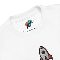 Image 4 of Autism Awareness T-Shirt for Kids - Embroidered White Shirt - Rocket Design