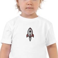 Image 5 of Autism Awareness T-Shirt for Kids - Embroidered White Shirt - Rocket Design
