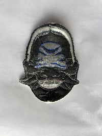 Image 3 of Double masque rayé bleu brodé 