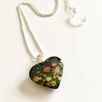 Image 3 of Marigold October Birth Flower Heart Pendant