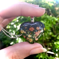 Image 1 of Marigold October Birth Flower Heart Pendant