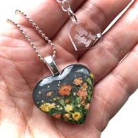 Image 4 of Marigold October Birth Flower Heart Pendant