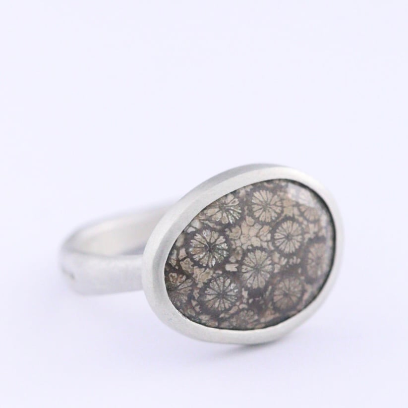 Image of FOSSILISED CORAL RING