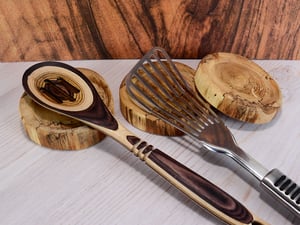 Image of Ash Wooden Spoon Rest, Kitchen Wood Spoon Holder, Rustic Kitchen, Unique Wedding Gift