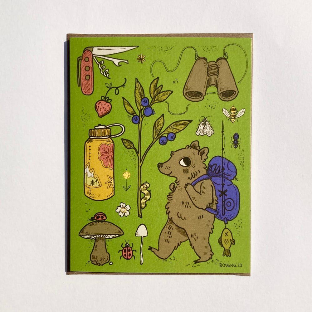 Image of Hiking Bear Greeting Card