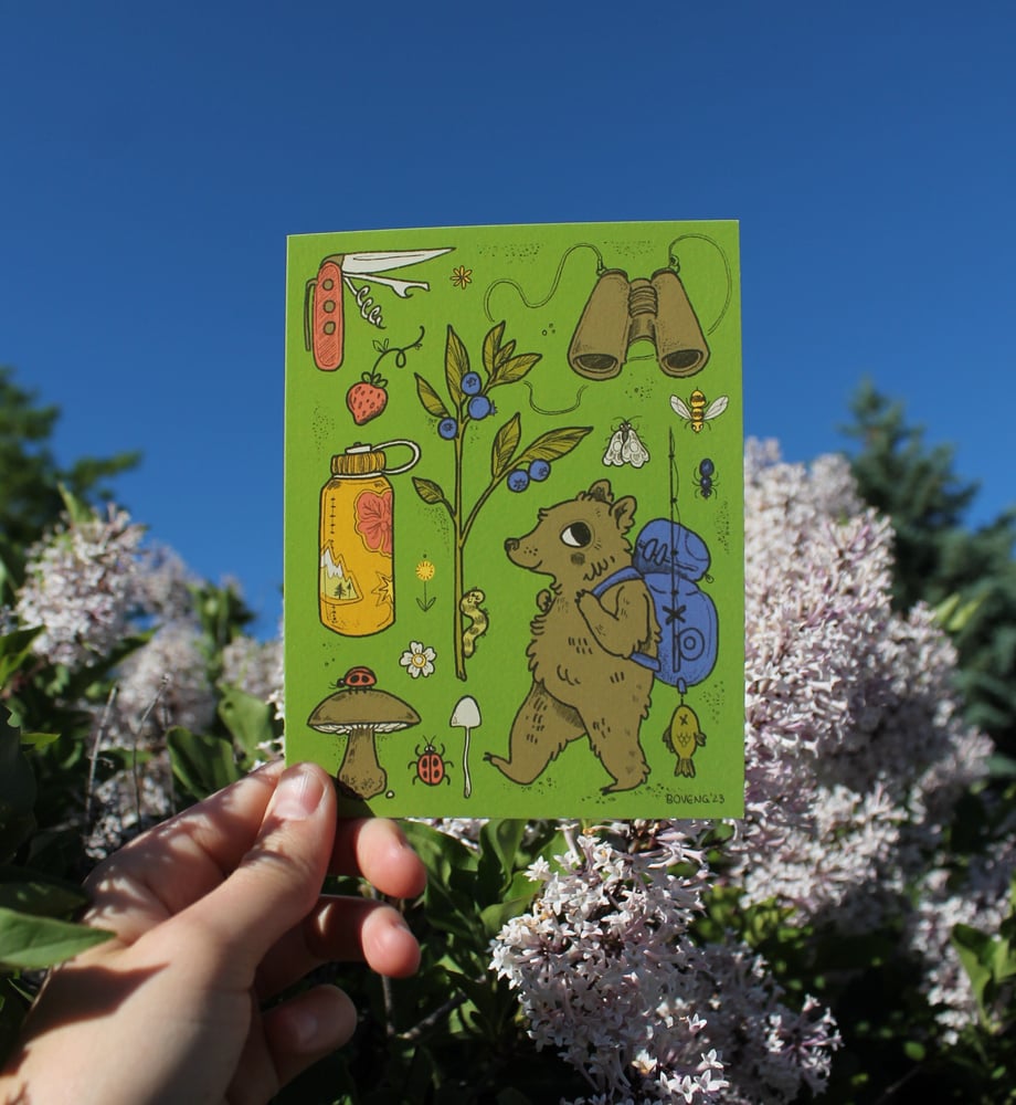 Image of Hiking Bear Greeting Card