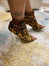 "KOKO" Leopard buckled strap peep toe booties