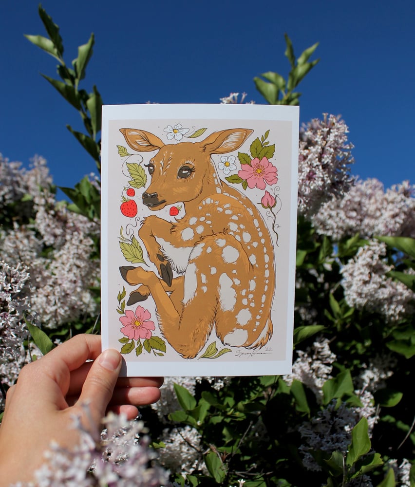 Image of Strawberry Fawn Greeting Card