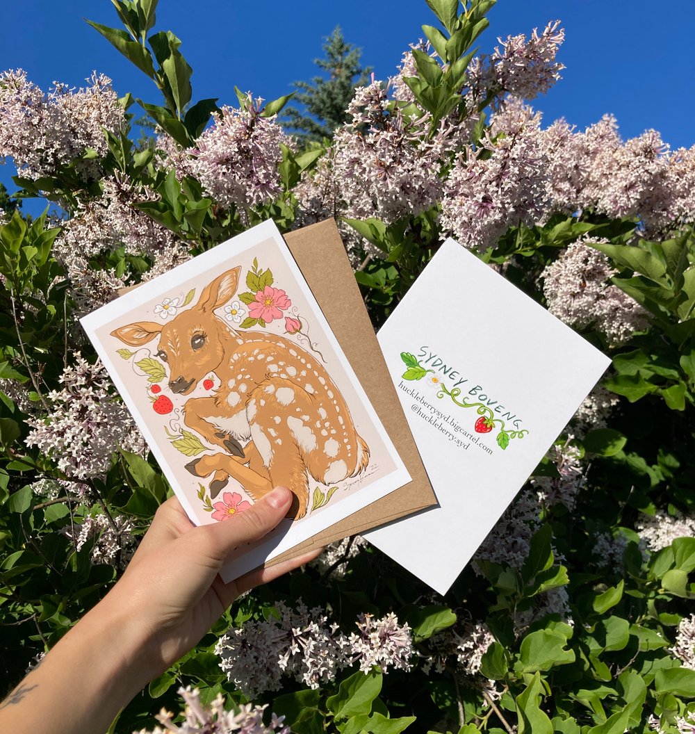 Image of Strawberry Fawn Greeting Card