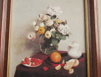 Image 6 of Still Life Flowers Fruit 1866 by Henri Fantin-Latour, Vintage Art Print, Framed 12 3/10 x 10 3/10 in