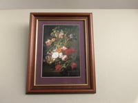 Image 2 of Still Life Flowers Insects by Rachel Ruysch (b 1664) Vintage Art Print, Framed 13 2/10 x 10 6/10 in 