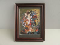 Image 1 of Still Life Flowers Fruit by Jan van Huysum (b 1682) Vintage Art Print, Framed Size 12 5/8 x 10 ins