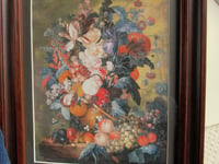 Image 4 of Still Life Flowers Fruit by Jan van Huysum (b 1682) Vintage Art Print, Framed Size 12 5/8 x 10 ins