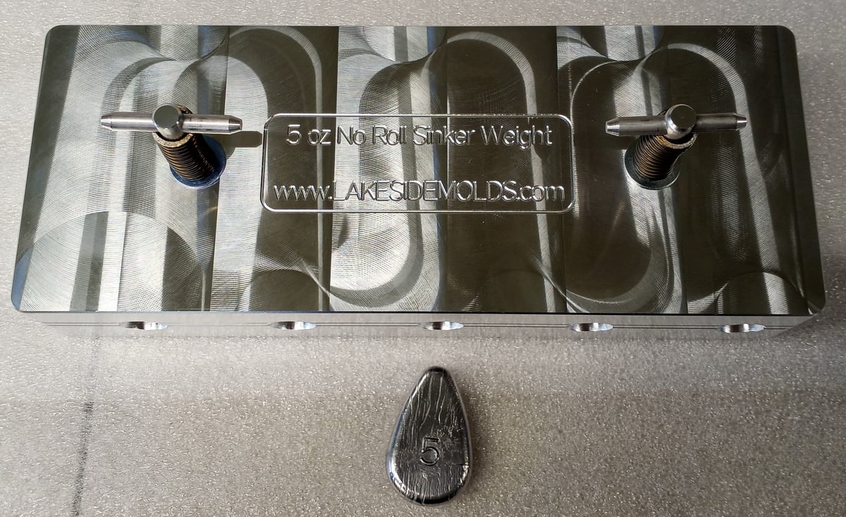 oz No Roll Sinker Mold 10 CAVITY Production Mold Lake Side