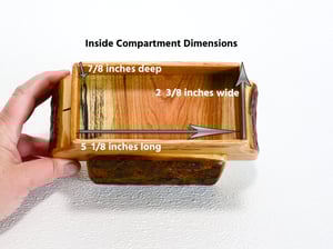 Image of Wood Multi-use Box made of Cherry with Live Edge and Oak, Country Rustic Box, Wooden Tea Box