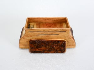 Image of Wood Multi-use Box made of Cherry with Live Edge and Oak, Country Rustic Box, Wooden Tea Box