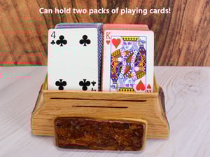 Image of Wood Multi-use Box made of Cherry with Live Edge and Oak, Country Rustic Box, Wooden Tea Box