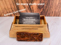 Image 9 of Wood Multi-use Box made of Cherry with Live Edge and Oak, Country Rustic Box, Wooden Tea Box