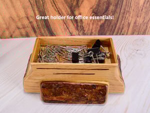 Image of Wood Multi-use Box made of Cherry with Live Edge and Oak, Country Rustic Box, Wooden Tea Box