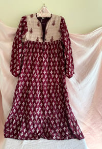 Image 1 of Vintage Indian Silk and Cotton Block Printed Dress