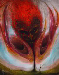 untitled (plant man) oil painting on wood panel