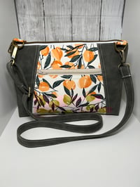 Sunshine Crossbody with Peaches and Green Suede