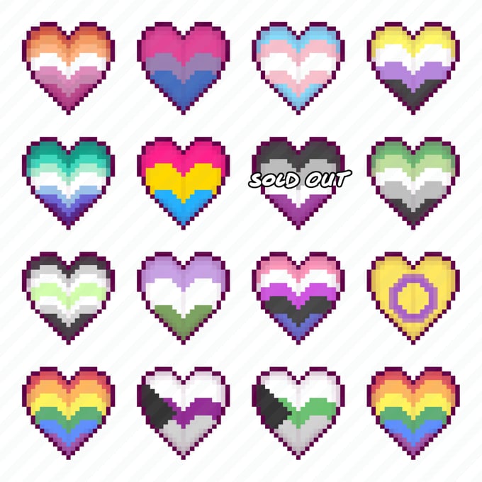 Image of [Clearance] Pixel Pride Heart Plain Vinyl Stickers 