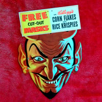 Image 1 of Demon Dan - Kelloggs Corn Flakes mask (1953) - Original Store Display Sign