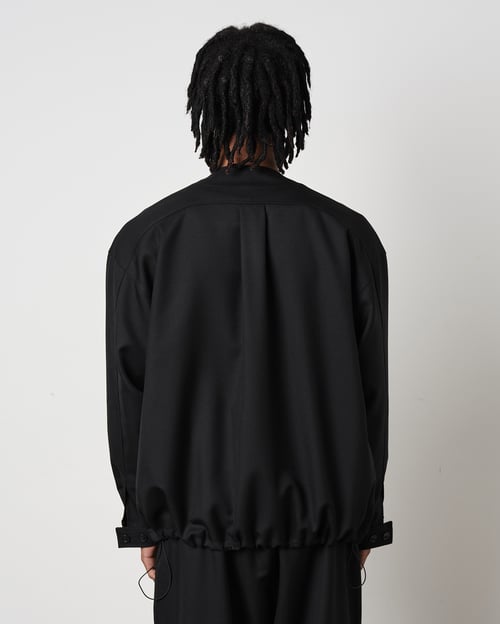Image of Black Wool Twill Colarless Jacket